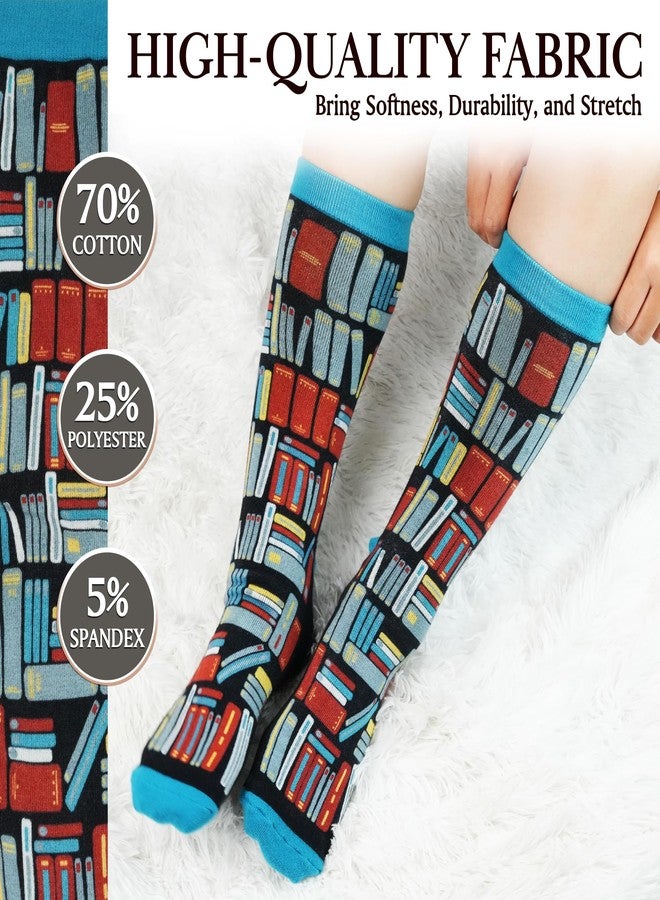 ZAGKOO Gifts for Book Lovers, Readers, Reading Lovers - Book Themed Sock Gifts, Christmas Ideas for Women, Men, Bookish, Bookworm, Club, Nerd, Librarian - So Many Books So Little Time Bookshelf - Image 4